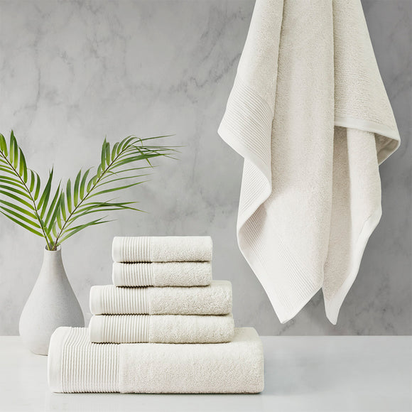NNEDSZ Retreat Cotton Tencel Antimicrobial 6 Piece Ivory Towel Set by Cloud Linen