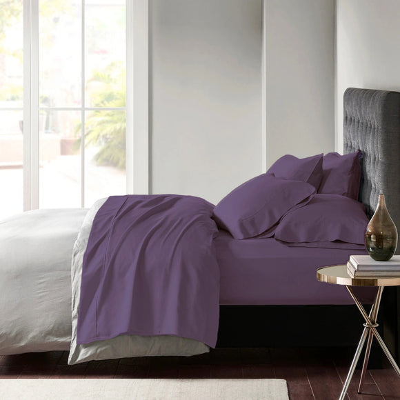 NNEDSZ 600 TC Egyptian Cotton Sateen Plum Sheet Set Deep Queen by Park Avenue
