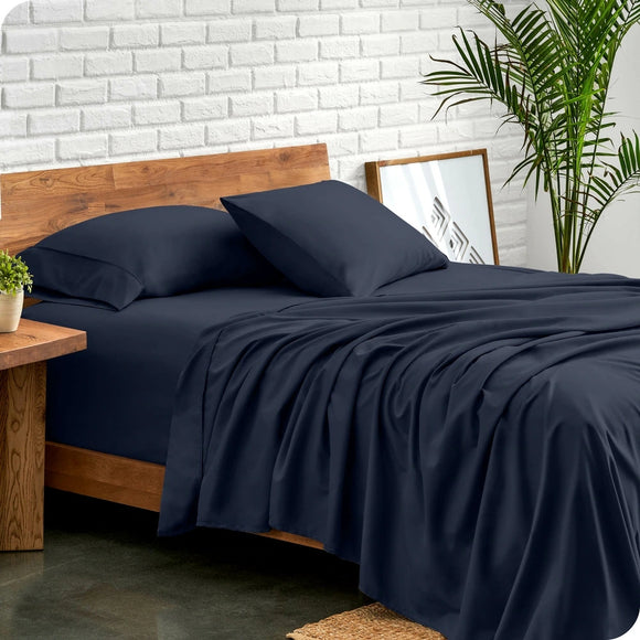 NNEDSZ Ddecor Home 1500 Thread count Premium Cotton Blend Indigo Queen Sheet Set by Ddecor Home