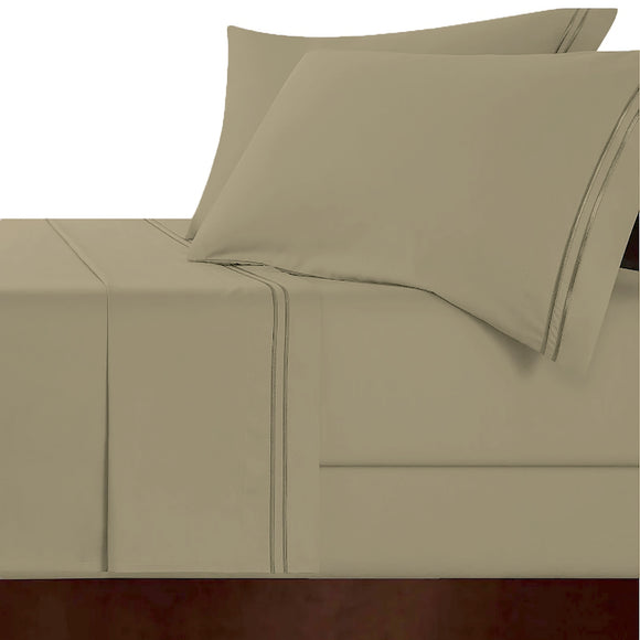 NNEDSZ Strada Embroidered 1000 TC Egyptian Cotton Taupe Split King Sheet sets by Renee Taylor