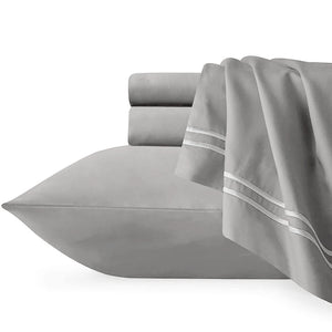 NNEDSZ Strada Embroidered 1000 TC Egyptian Cotton Silver White Deep Queen Sheet sets by Renee Taylor