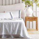 NNEDSZ Cloud 1000 TC Egyptian Cotton White Navy Super King Sheet sets by Renee Taylor