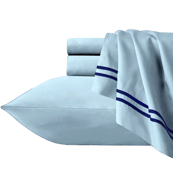 NNEDSZ Strada Embroidered 1000 TC Egyptian Cotton Sky Navy King Quilt Cover Sets by Renee Taylor