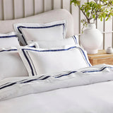 NNEDSZ Cloud 1000 TC Egyptian Cotton White Navy Queen Quilt Cover Sets by Renee Taylor