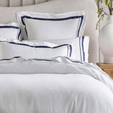 NNEDSZ Cloud 1000 TC Egyptian Cotton White Navy Queen Quilt Cover Sets by Renee Taylor