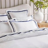 NNEDSZ Cloud 1000 TC Egyptian Cotton White Navy Super King Quilt Cover Sets by Renee Taylor