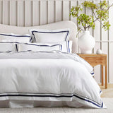 NNEDSZ Cloud 1000 TC Egyptian Cotton White Navy Super King Quilt Cover Sets by Renee Taylor