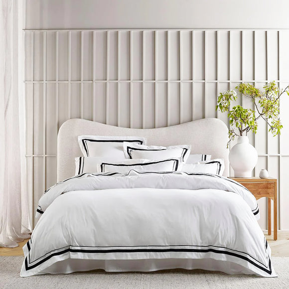 NNEDSZ Cloud 1000 TC Egyptian Cotton White Charcoal Queen Quilt Cover Sets by Renee Taylor