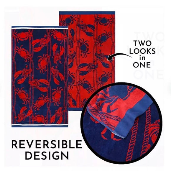 NNEDSZ Renee Taylor 2 Pack Jacquard Velour Large Beach Towel 100 x 180 cms Fresh Catch