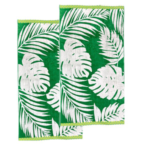 NNEDSZ Renee Taylor 2 Pack Jacquard Velour Large Beach Towel 100 x 180 cms Tropical Green