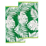 NNEDSZ Renee Taylor 2 Pack Jacquard Velour Large Beach Towel 100 x 180 cms Tropical Green