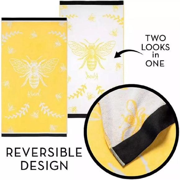 NNEDSZ Renee Taylor 2 Pack Jacquard Velour Large Beach Towel 100 x 180 cms Bee