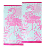 NNEDSZ Renee Taylor 2 Pack Jacquard Velour Kids Beach Towel 75 x 150 cms Tropical Flamingo