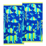 NNEDSZ Renee Taylor 2 Pack Jacquard Velour Kids Beach Towel 75 x 150 cms Dinosaur