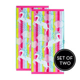 NNEDSZ Renee Taylor 2 Pack Jacquard Velour Kids Beach Towel 75 x 150 cms Unicorn Rainbow