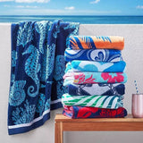 NNEDSZ Renee Taylor 2 Pack Jacquard Velour Kids Beach Towel 75 x 150 cms Unicorn Rainbow