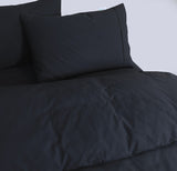 NNEDSZ Elan Linen 100% Egyptian Cotton Vintage Washed 500TC Charcoal Super King Quilt Cover Set