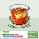glass soup cup, airtight soup cup, microwave-safe soup cup, office lunch box, sealed food container, glass lunch box, soup container - Amber - Size 750ML-2PCS