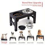 adjustable elevated pet feeder, raised pet feeder stand, slow feed dog bowl, anti-vomiting pet feeder, dual bowl dog feeder, ergonomic pet feeding stand, stainless steel pet bowl, elevated dog bowl stand, adjustable cat feeder, pet feeder with slow feed b