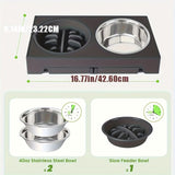 adjustable elevated pet feeder, raised pet feeder stand, slow feed dog bowl, anti-vomiting pet feeder, dual bowl dog feeder, ergonomic pet feeding stand, stainless steel pet bowl, elevated dog bowl stand, adjustable cat feeder, pet feeder with slow feed b