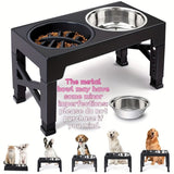 adjustable elevated pet feeder, raised pet feeder stand, slow feed dog bowl, anti-vomiting pet feeder, dual bowl dog feeder, ergonomic pet feeding stand, stainless steel pet bowl, elevated dog bowl stand, adjustable cat feeder, pet feeder with slow feed b