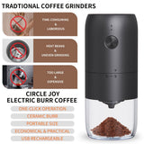 electric coffee grinder, Cliton coffee grinder, ceramic conical burr, portable coffee grinder, rechargeable coffee grinder, espresso coffee grinder, pour-over coffee grinder, Australia coffee grinder - White - Size set