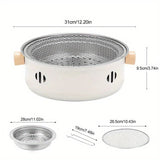 portable barbecue set, charcoal grill, tea boiling set, outdoor picnic, camping barbecue, indoor grill, Aussie camping, picnic Australia, dual function grill - White - Size set