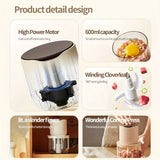 wireless meat grinder, USB charging meat grinder, 600ml food processor, multifunctional kitchen appliance, mincer, juicer, ice crusher, cordless blender, home electric food processor, Australian kitchen tool - Beige - Size 600ml