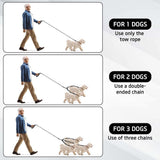 Green 3-in-1 Tangle-Free Dog Leash for 1-3 Dogs - Heavy Duty Bungee Coupler with Reflective Stitching & Padded Handle