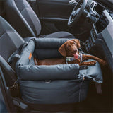 Dark Blue Premium Plush Pet Booster Car Seat - Portable Dog Travel Bed with Non-Slip Base