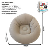 Inflatable Lazy Chair Portable Foldable Sofa Single Person Lazy Sofa Indoor - Khaki - Size 01