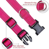 Reflective Dog Collar with Buckle Adjustable Safety Nyl Collars for Small Medium Large Dogs, Pink S