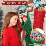 White Chunky Knit Christmas Stocking 53cm - Large Hanging Gift Sock with Aran Diamond Pattern & Ribbed Cuff for Fireplace Mantel Christmas Tree Holiday Decor