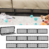 12 PCS Under Couch Blocker for Bed Furniture, Adjustable Plastic Under Bed Blocker for Dogs Pets Cats, Couch Blocker Stop Small Items Getting Under Bed with 100 Ties Black Couch Barriers - Black - Size 12 PCS