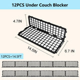12 PCS Under Couch Blocker for Bed Furniture, Adjustable Plastic Under Bed Blocker for Dogs Pets Cats, Couch Blocker Stop Small Items Getting Under Bed with 100 Ties Black Couch Barriers - Black - Size 12 PCS