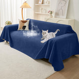 71" x 102" Couch Protector from Cat Claws, Waterproof Couch Cover Anti Slip,Couch Cover 3 Cushion Sofa Washable,Anti-Scratch Pet Sofa Cover Heavy Duty - Blue