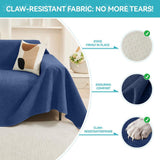 71" x 102" Couch Protector from Cat Claws, Waterproof Couch Cover Anti Slip,Couch Cover 3 Cushion Sofa Washable,Anti-Scratch Pet Sofa Cover Heavy Duty - Blue