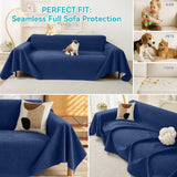 71" x 102" Couch Protector from Cat Claws, Waterproof Couch Cover Anti Slip,Couch Cover 3 Cushion Sofa Washable,Anti-Scratch Pet Sofa Cover Heavy Duty - Blue