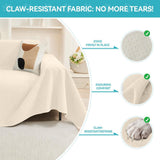 71" x 118" Couch Protector from Cat Claws, Waterproof Couch Cover Anti Slip,Couch Cover 3 Cushion Sofa Washable,Anti-Scratch Pet Sofa Cover Heavy Duty - Beige