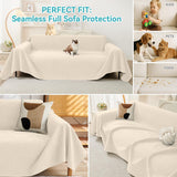 71" x 118" Couch Protector from Cat Claws, Waterproof Couch Cover Anti Slip,Couch Cover 3 Cushion Sofa Washable,Anti-Scratch Pet Sofa Cover Heavy Duty - Beige