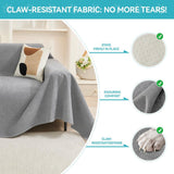 71" x 118" Couch Protector from Cat Claws, Waterproof Couch Cover Anti Slip,Couch Cover 3 Cushion Sofa Washable,Anti-Scratch Pet Sofa Cover Heavy Duty - Light Gray