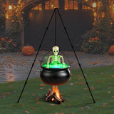 Halloween Outdoor Decorations Witch Cauldron Tripod Stand Fog Machine With - Black - Size 130cm