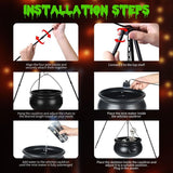 Halloween Outdoor Decorations Witch Cauldron Tripod Stand Fog Machine With - Black - Size 130cm