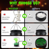 Halloween Outdoor Decorations Witch Cauldron Tripod Stand Fog Machine With - Black - Size 130cm