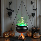 Halloween Outdoor Decorations Witch Cauldron Tripod Stand Fog Machine With - Black - Size 130cm