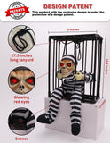 Animated Halloween Decorations with Infrared Sensor, Skull Prisoner | Screaming Sound Effects; Glowing Red Eye; Infrared-activated Scare Experience; Haunted House Atmosphere; Indoor & Outdoor Use