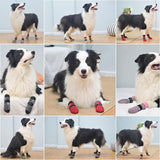 4PCS Dog Socks to Prevent Licking Paws for Hot/Cold Pavement | Puppy Boots & Paw Protectors for Hardwood Floors Anti Slip, Socks with Grippers Prevent Scratching for Senior Dog - Beige - Size M