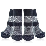 4PCS Dog Socks to Prevent Licking Paws for Hot/Cold Pavement | Puppy Boots & Paw Protectors for Hardwood Floors Anti Slip, Socks with Grippers Prevent Scratching for Senior Dog - Brown - Size S/M