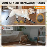 4PCS Dog Socks to Prevent Licking Paws for Hot/Cold Pavement | Puppy Boots & Paw Protectors for Hardwood Floors Anti Slip, Socks with Grippers Prevent Scratching for Senior Dog - Gray - Size M