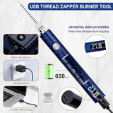 Rechargeable Thread Burner Kit Digital LCD Screen Displays for Intelligent Temperature Control Burning Pen with Three Settings of 2.7V, 3.7V and 4.2V,510 threaded battery - Blue - Size 3.5in
